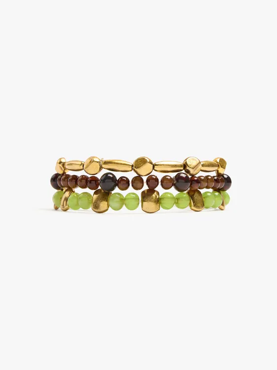 Set Of Elastic Bracelets With Beads 250813 — image 1