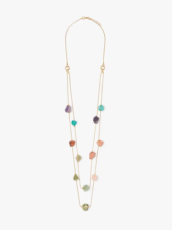 Long Double Necklace With Stones 250823 — image 1