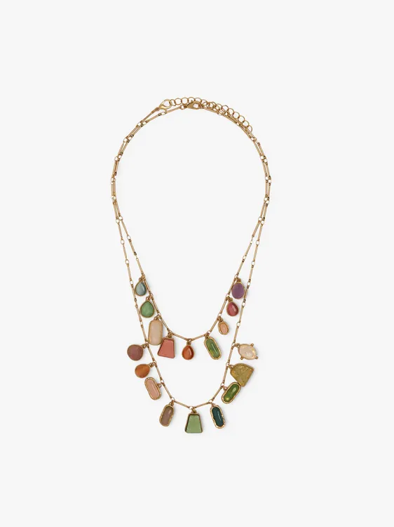 Set Of Geometric Stone Pendant Necklaces 250829 — image 1