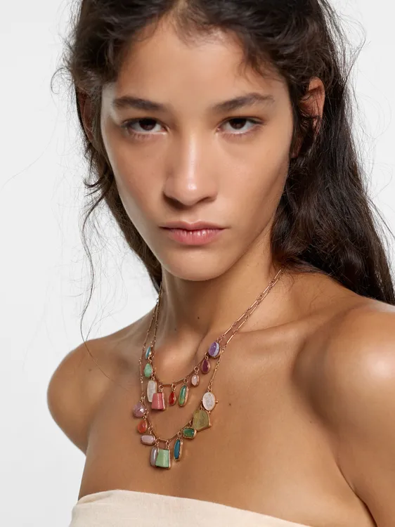 Set Of Geometric Stone Pendant Necklaces 250829 — image 3