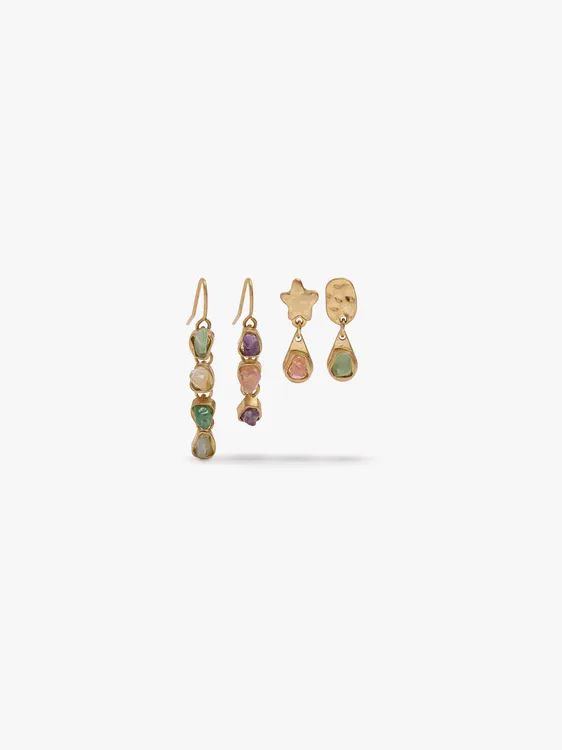 Set Of Asymmetric Earrings With Stones 250839 — image 1