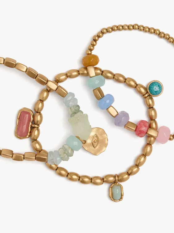 Set Of Elastic Bracelets With Stones 250870 — image 3