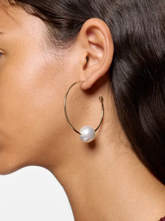 Hoop Earrings With Pearl 251009 — image 3