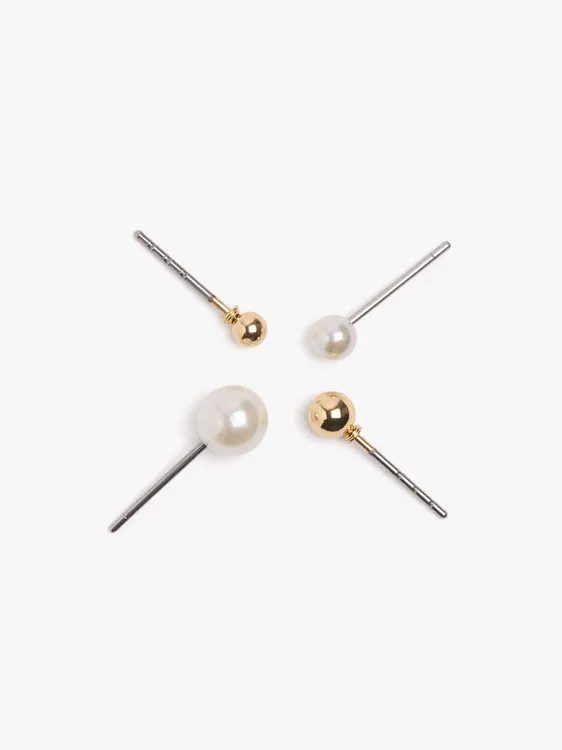 Set Of Pearl And Sphere Earrings 251010 — image 2