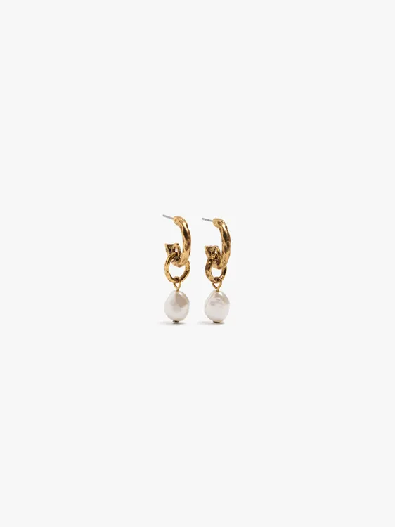 Open Hoop Earrings With Pearl Pendant 251030 — image 1