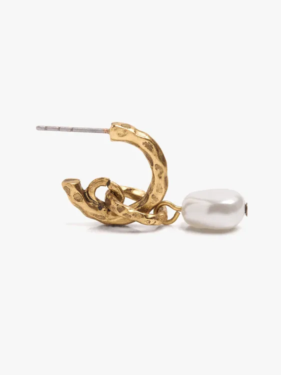 Open Hoop Earrings With Pearl Pendant 251030 — image 2