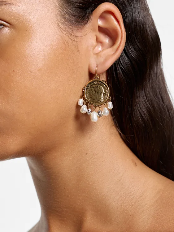 Medallion Earrings With Freshwater Pearls 251085 — image 3