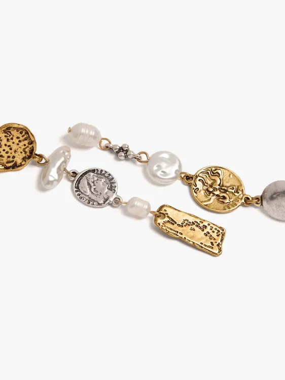 Asymmetrical Medallion Earrings With Freshwater Pearls 251091 — image 2