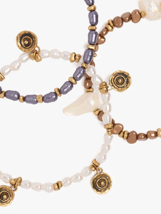 Set Of Elastic Bracelets With Pearls 251108 — image 3