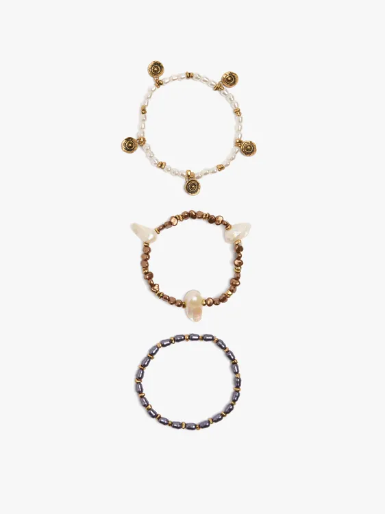 Set Of Elastic Bracelets With Pearls 251108 — image 2