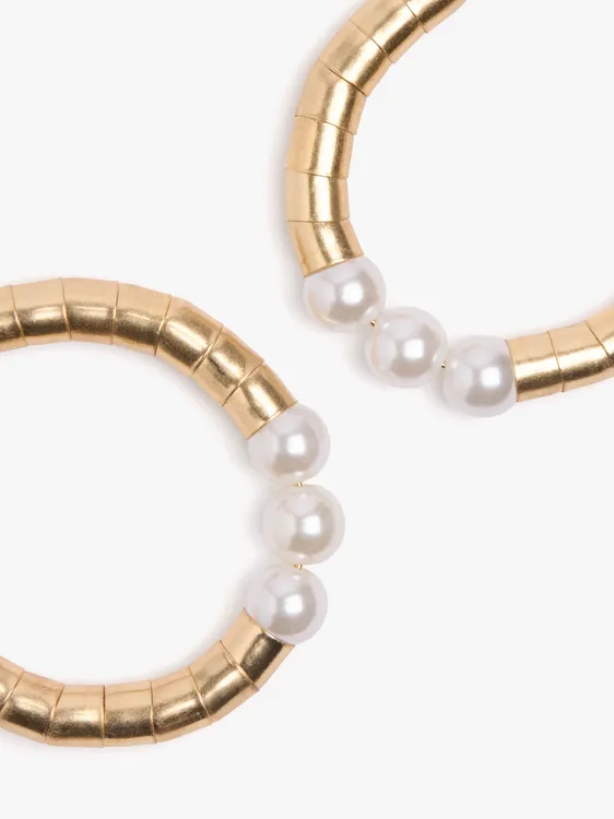Tubular Hoop Earrings With Pearls 251147 — image 2