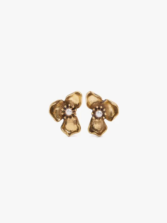 Half-Flower Earrings With Pearl 251163 — image 1