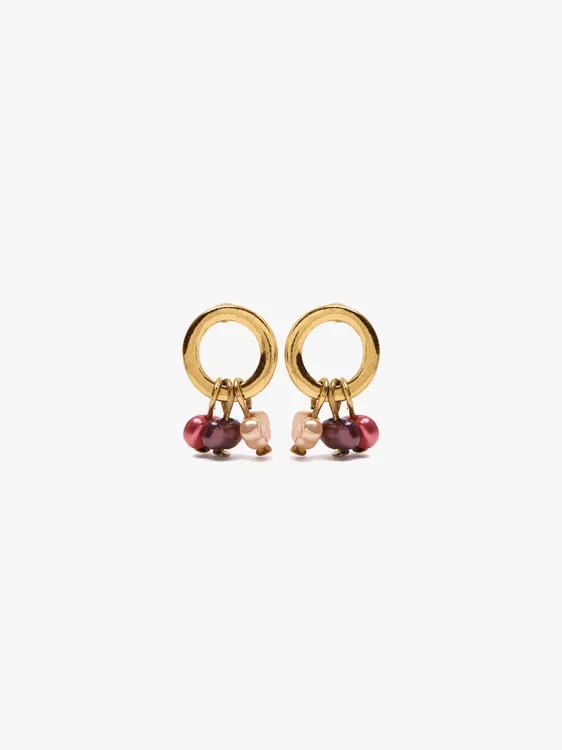 Hoop Earrings With Multicolor Pearls 251165 — image 1