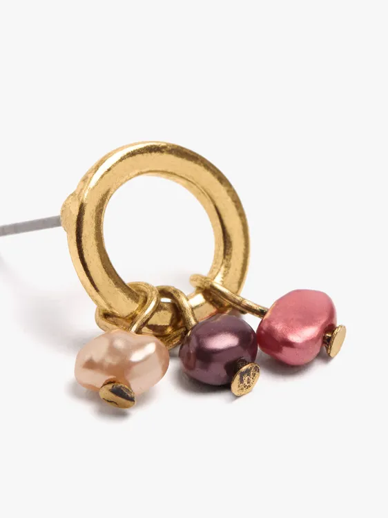 Hoop Earrings With Multicolor Pearls 251165 — image 2