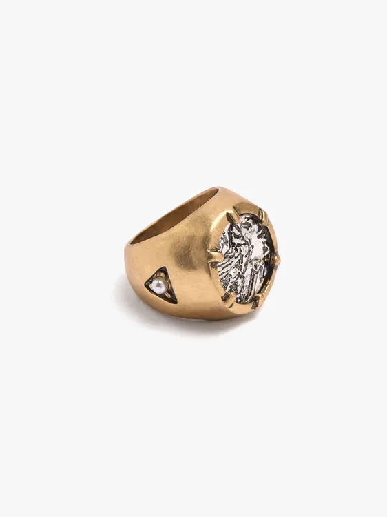 Bicolor Medal Ring With Pearl Detail 251176 — image 2
