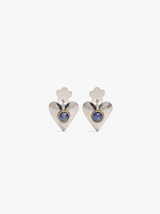 Flower And Heart Earrings With Stone 251225 — image 1