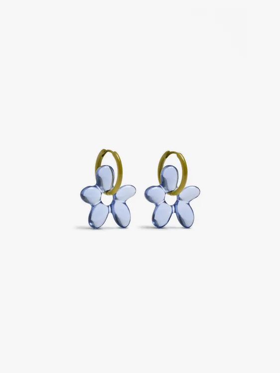 Hoop Earrings With Transparent Resin Flower 251721 — image 1
