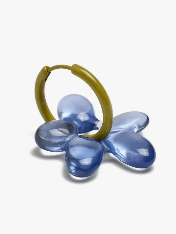 Hoop Earrings With Transparent Resin Flower 251721 — image 2