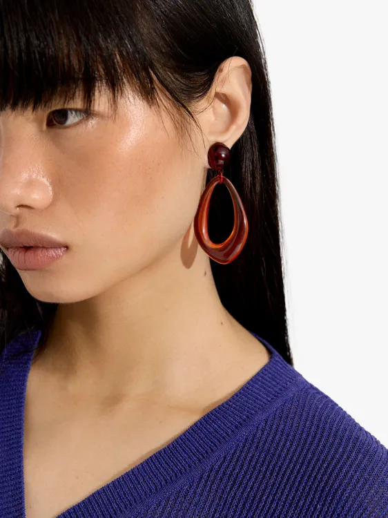 Elongated Transparent Resin Hoop Earrings 251731 — image 3